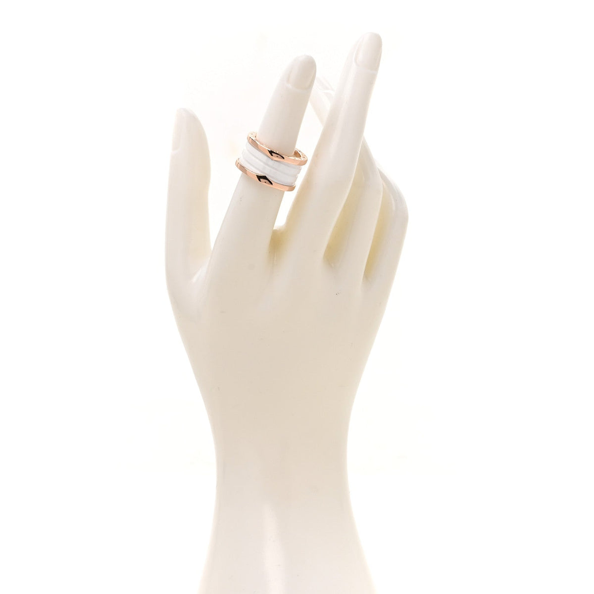 Bulgari 18K Rose Gold White Ceramic B.Zero1 Four-Band Ring 53 6.5