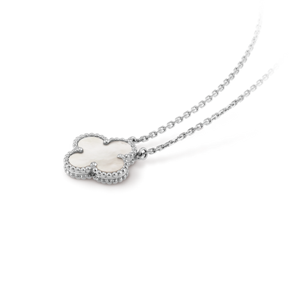 18K White Gold Mother of Pearl VCA Vintage Alhambra Pendant