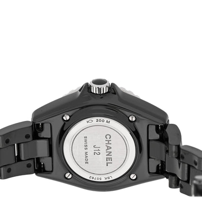 Chanel Stainless Steel Ceramic Diamond 33mm J12 Quartz Watch Black