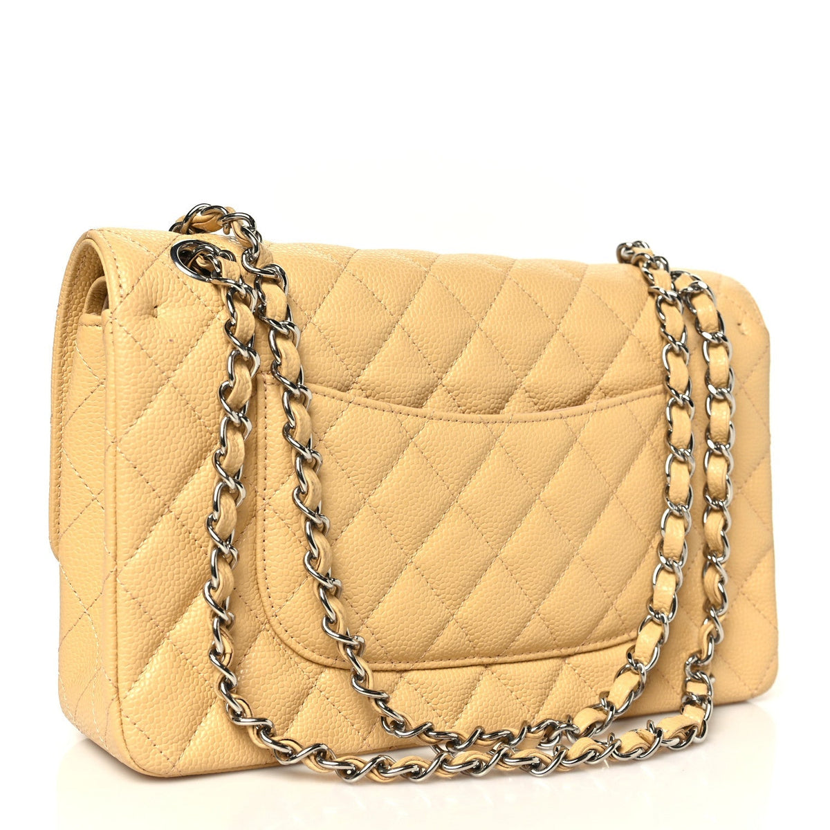 Chanel Caviar Quilted Medium Double Flap Light Yellow