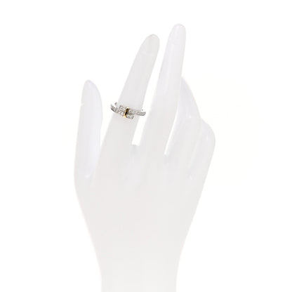 Tiffany 18K Yellow Gold Platinum Diamond Narrow Edge Bypass Ring 50 5.5