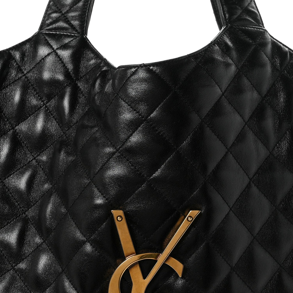 Saint Laurent Lambskin Quilted Maxi Icare Shopping Tote Black