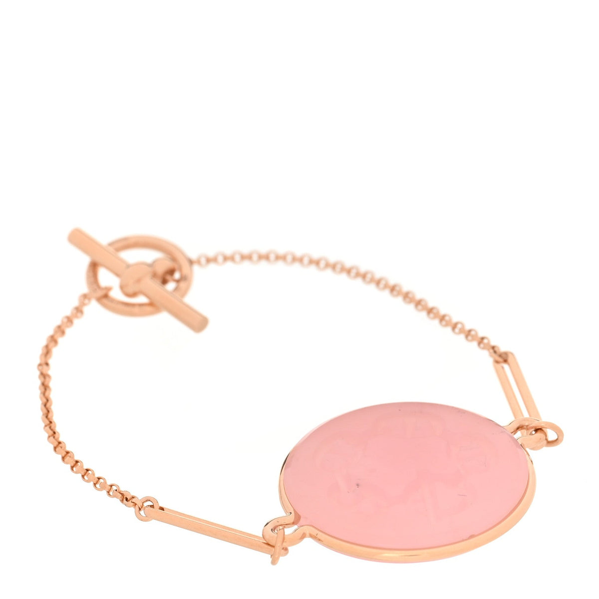 Hermes 18K Rose Gold Diamond PM Ex-Libris Bracelet