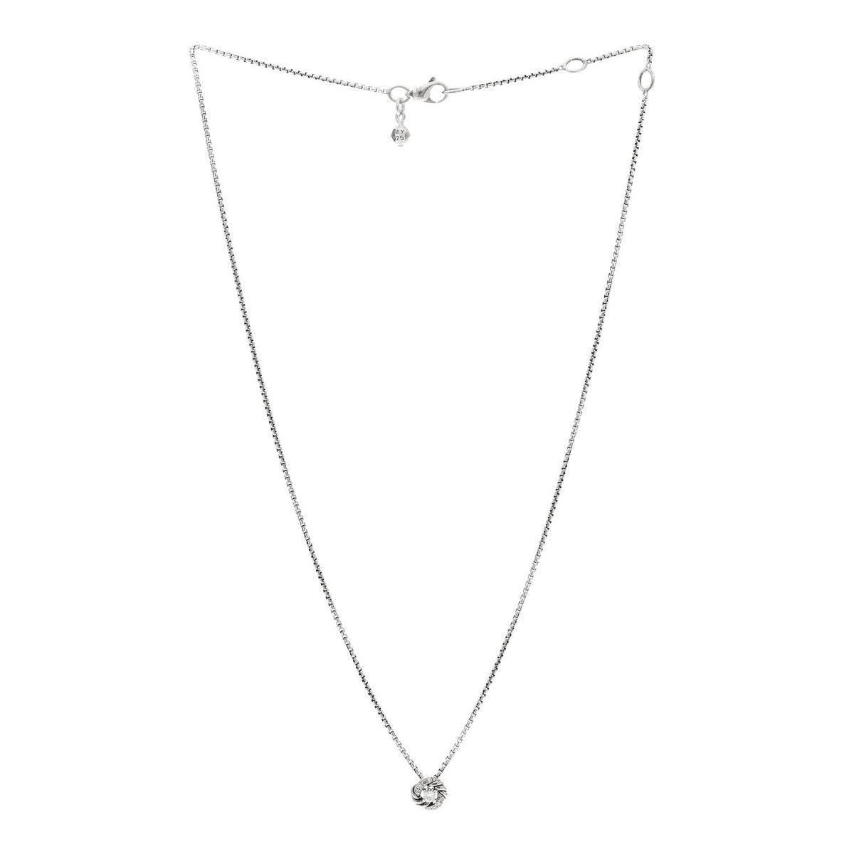 David Yurman Sterling Silver Diamond 8mm Petite Infinity Pendant Necklace