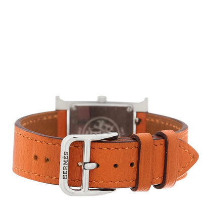 Hermes Stainless Steel Swift 21mm Heure H Watch Orange
