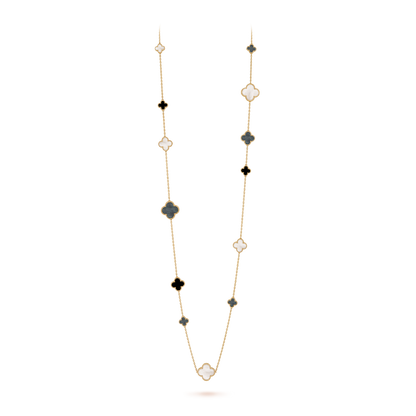 18K Gold Mother-of-Pearl Onyx Van Cleef & Arpels Magic Alhambra Long Necklace