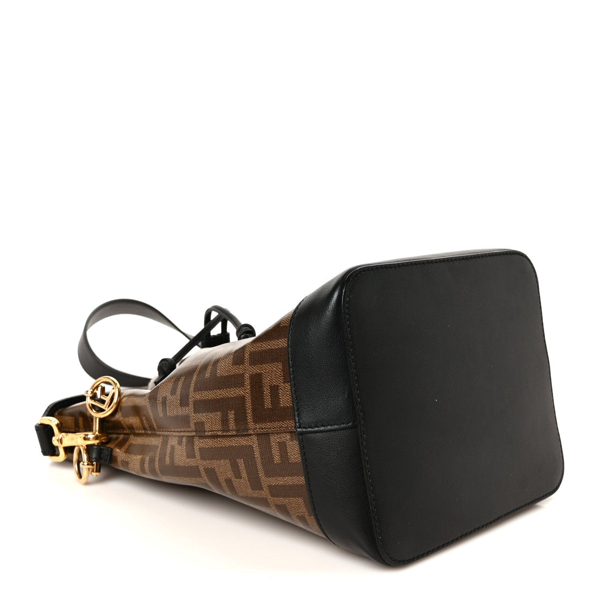 Fendi Glazed Fabric Vitello Mon Tresor Grande Mogano Panna Black