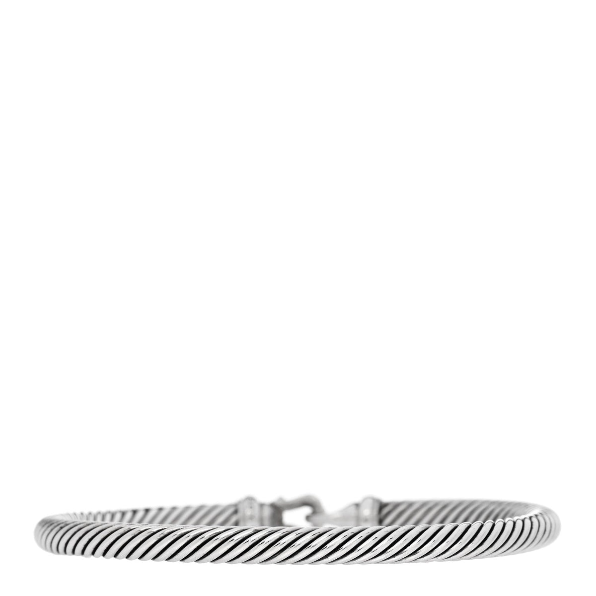 David Yurman Sterling Silver Diamond 5mm Cable Buckle Bracelet
