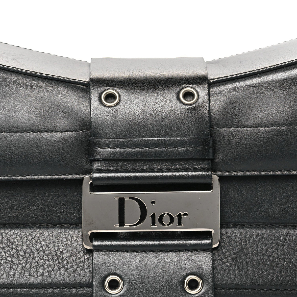 Christian Dior Leather Street Chic Columbus Ave Shoulder Bag Black