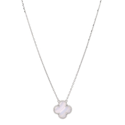 Van Cleef & Arpels 18K White Gold Chalcedony Vintage Alhambra Pendant Necklace
