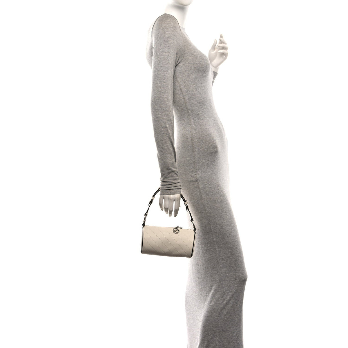 Gucci Calfskin Mini Blondie Barrel Shoulder Bag Mystic White