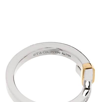 Tiffany 18K Yellow Gold Platinum Diamond Narrow Edge Bypass Ring 50 5.5