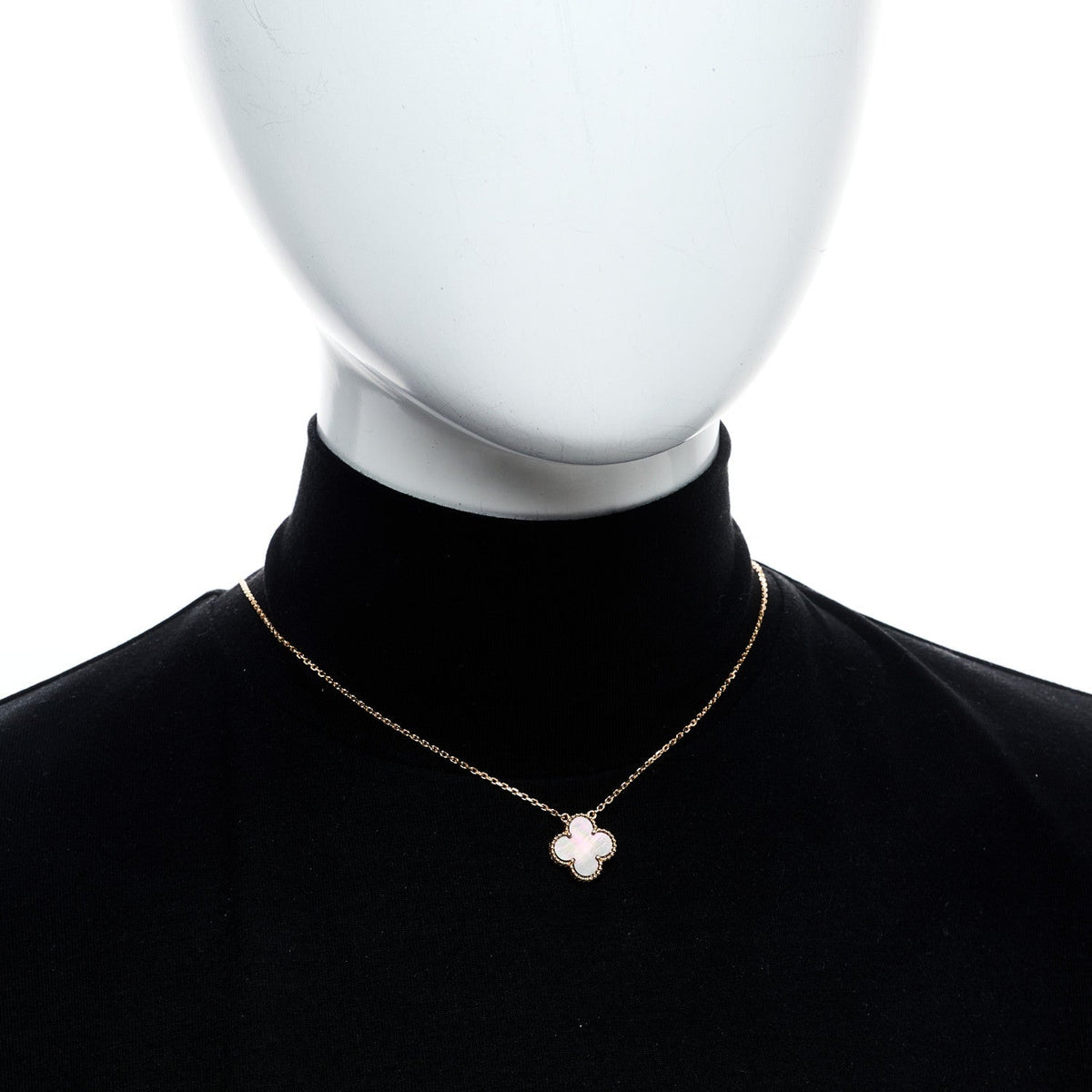 Van Cleef & Arpels 18K Rose Gold Gray Mother of Pearl Vintage Alhambra Pendant Necklace