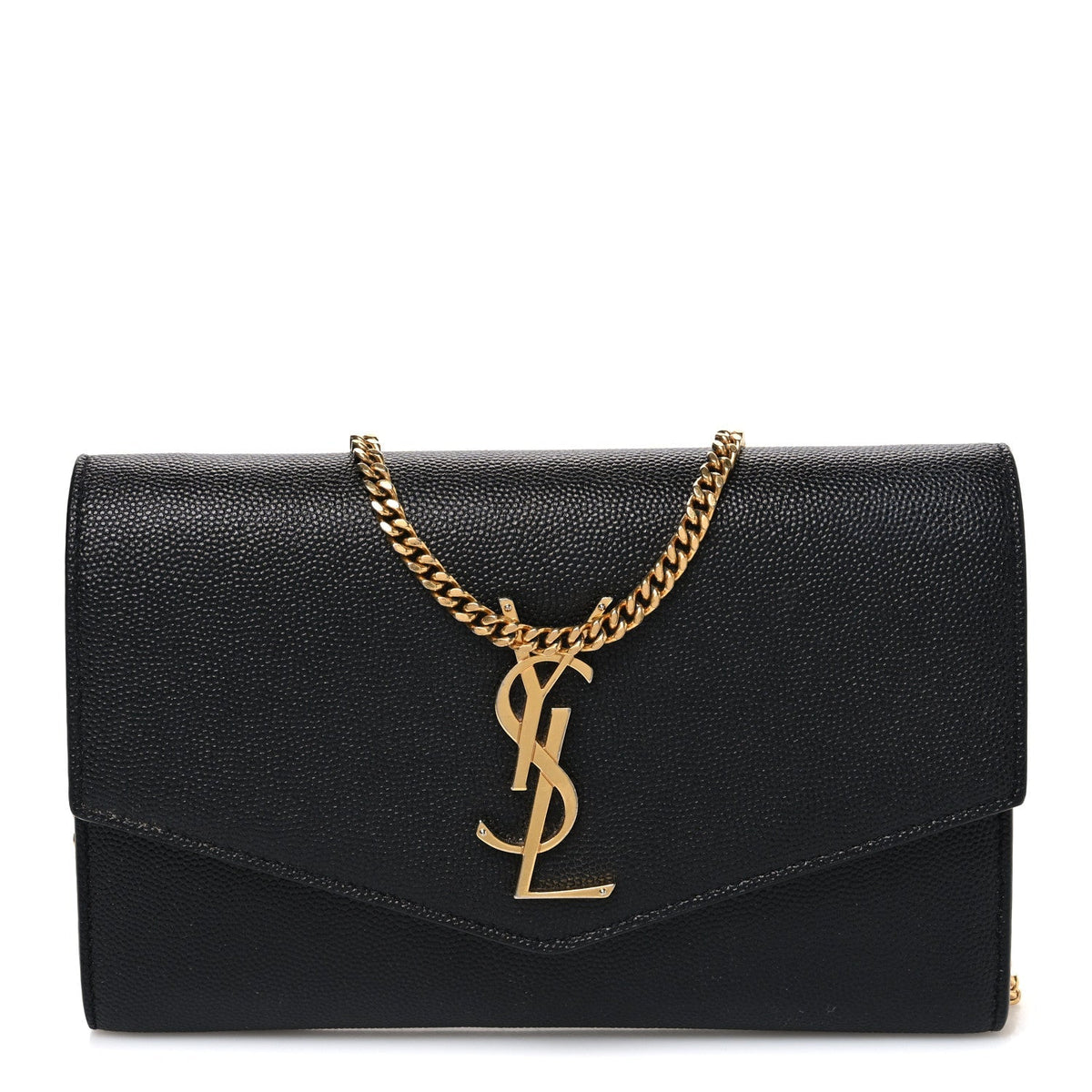 Saint Laurent Grain De Poudre Uptown Chain Wallet Black