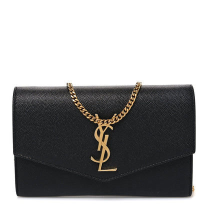 Saint Laurent Grain De Poudre Uptown Chain Wallet Black