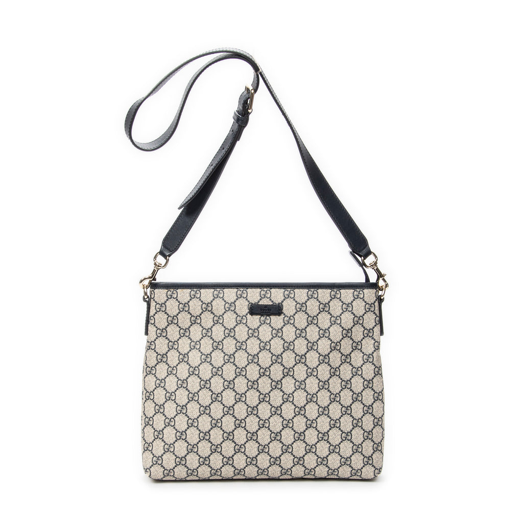 Zip Top Messenger Bag GG Coated Canvas Medium