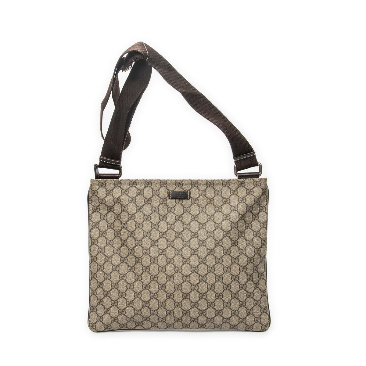 Zip Top Messenger Bag GG Coated Canvas Large