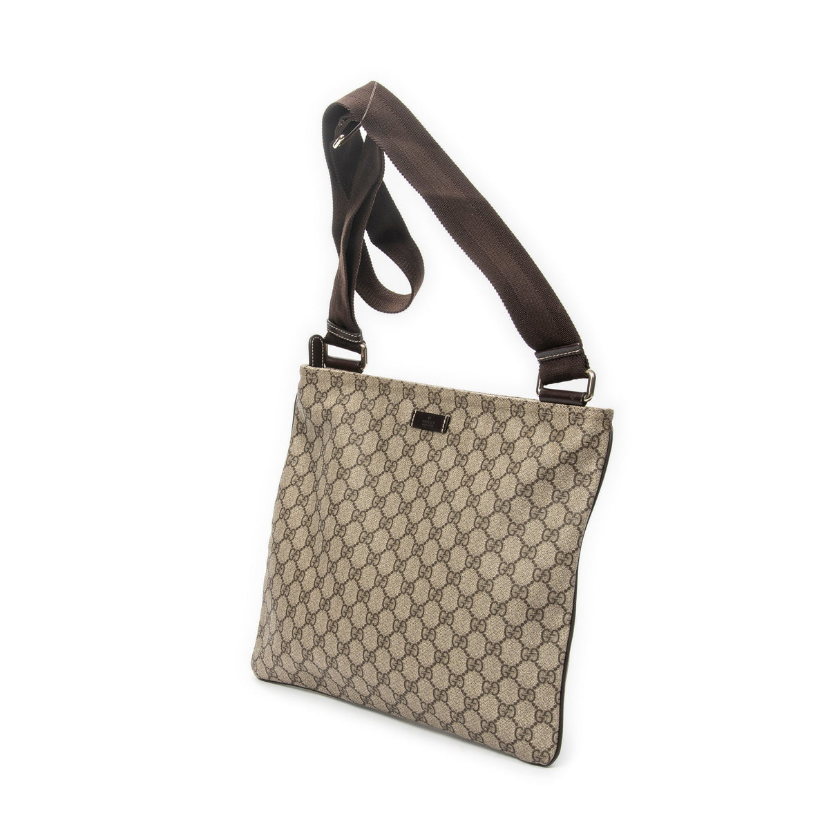 Zip Top Messenger Bag GG Coated Canvas Large