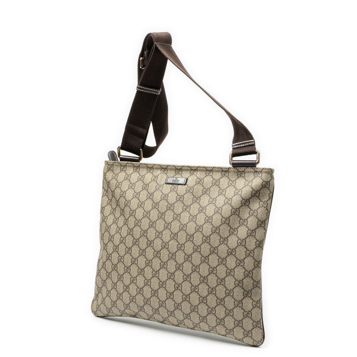 Zip Top Messenger Bag GG Coated Canvas Large