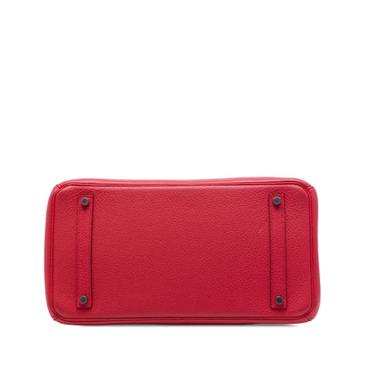 Birkin Handbag Red Clemence with Palladium Hardware 35