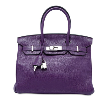 Birkin Handbag Purple Clemence with Palladium Hardware 30