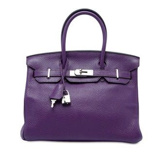 Birkin Handbag Purple Clemence with Palladium Hardware 30