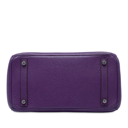 Birkin Handbag Purple Clemence with Palladium Hardware 30