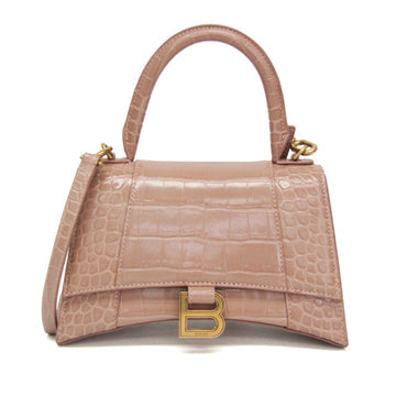 Hourglass Top Handle Bag Crocodile Embossed Leather Small