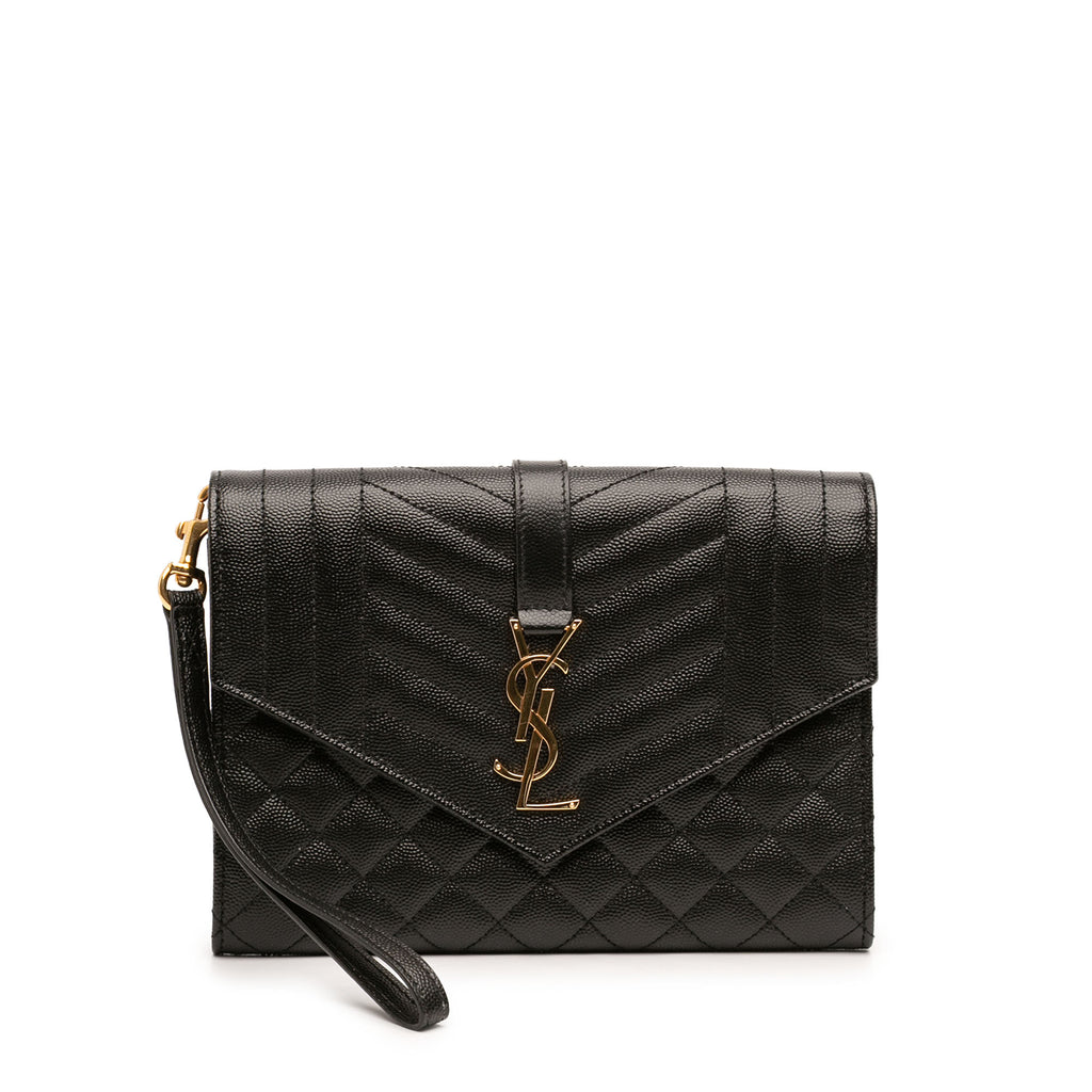 Classic Monogram Envelope Wristlet Clutch Mixed Matelasse Leather