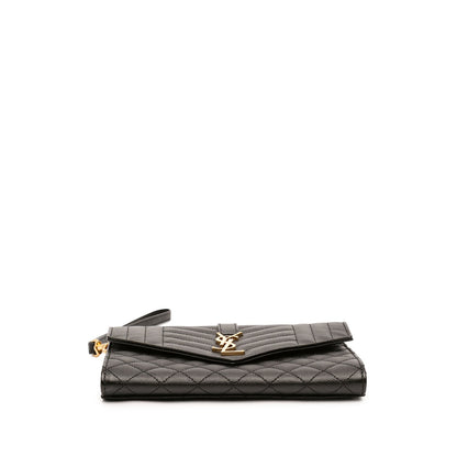 Classic Monogram Envelope Wristlet Clutch Mixed Matelasse Leather