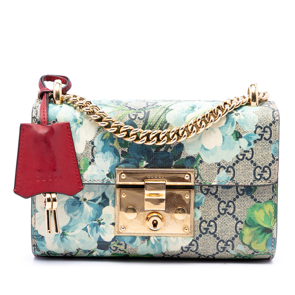 Padlock Shoulder Bag Blooms Print GG Coated Canvas Small