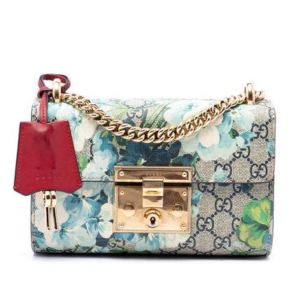 Padlock Shoulder Bag Blooms Print GG Coated Canvas Small