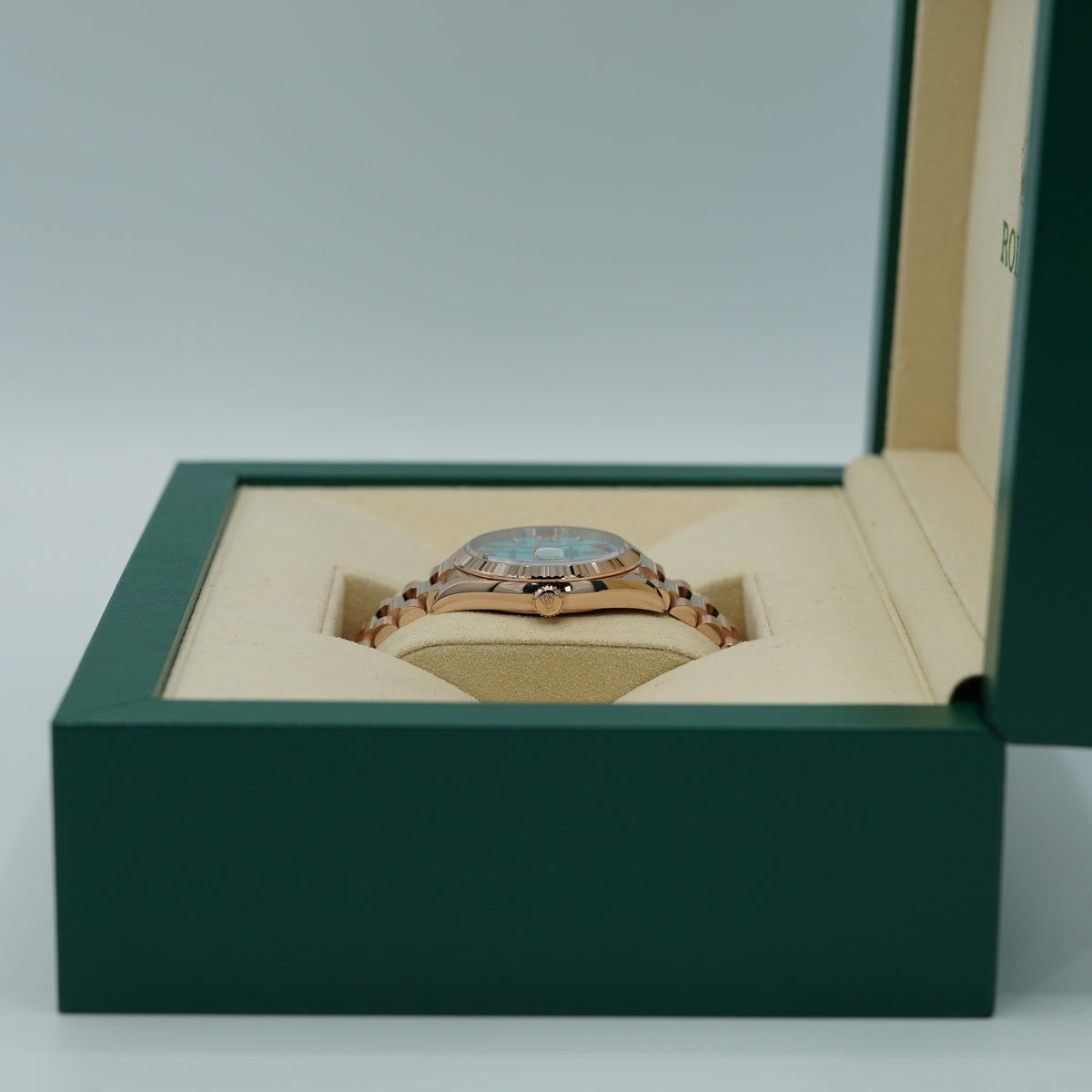 Rolex Day-Date 36 mm Turquoise Diamonds 18k Everose Gold President 128345rbr-0064