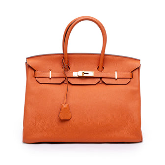 Birkin Handbag Orange Togo with Gold Hardware 35
