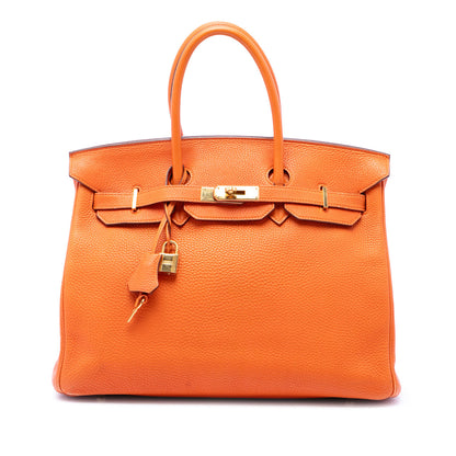 Birkin Handbag Orange Togo with Gold Hardware 35