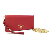 Wristlet Wallet on Chain Saffiano Leather Mini