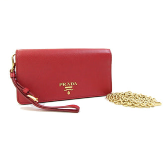 Wristlet Wallet on Chain Saffiano Leather Mini