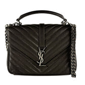 Classic Monogram College Bag Matelasse Chevron Leather Medium
