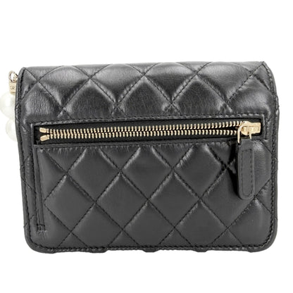 Pearl Strap CC Wallet on Chain Quilted Calfskin