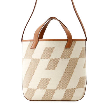 Cabas H en Biais Tote Canvas with Leather 27