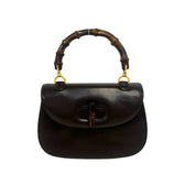 Vintage Convertible Bamboo Top Handle Bag Leather Medium