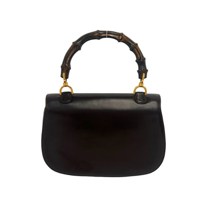 Vintage Convertible Bamboo Top Handle Bag Leather Medium