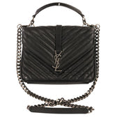 Classic Monogram College Bag Matelasse Chevron Leather Medium