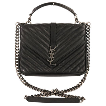 Classic Monogram College Bag Matelasse Chevron Leather Medium