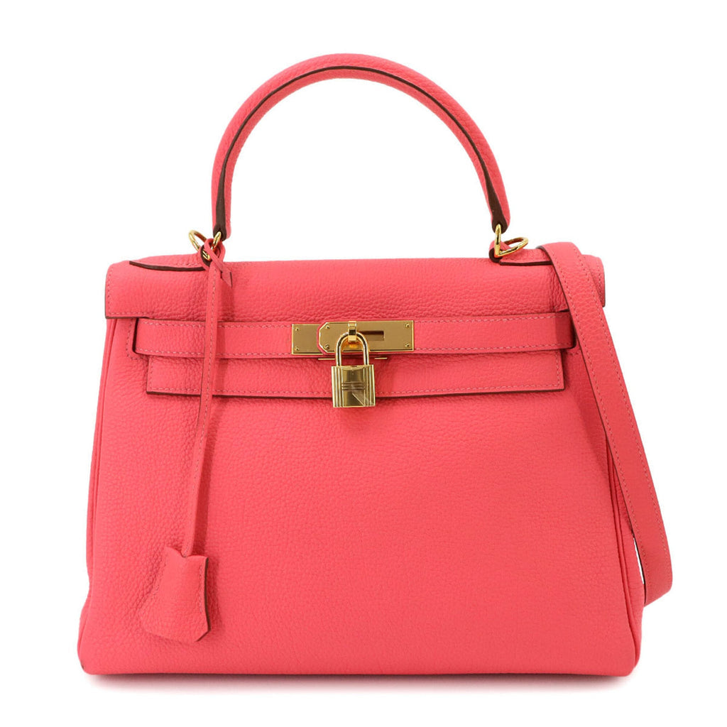 Kelly Handbag Pink Clemence with Gold Hardware 28