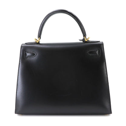 Kelly Handbag Black Box Calf with Gold Hardware 28