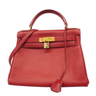 Kelly Handbag Red Clemence with Gold Hardware 28