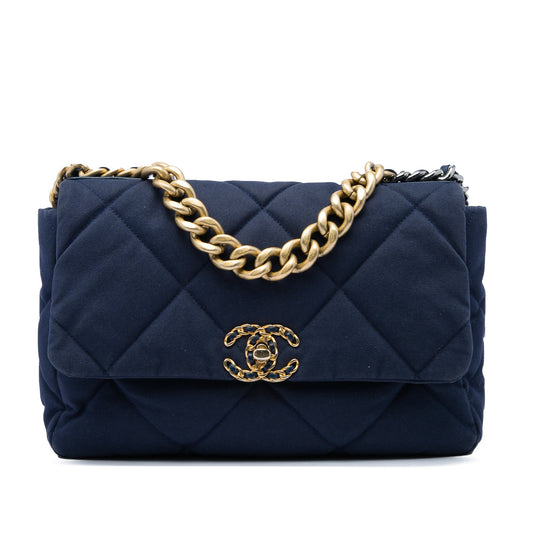 19 Flap Bag Quilted Denim Large