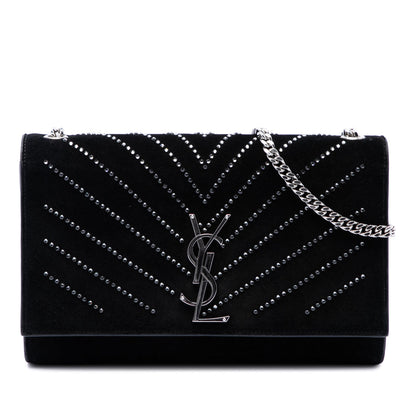 Classic Monogram Crossbody Bag Embellished Suede Medium