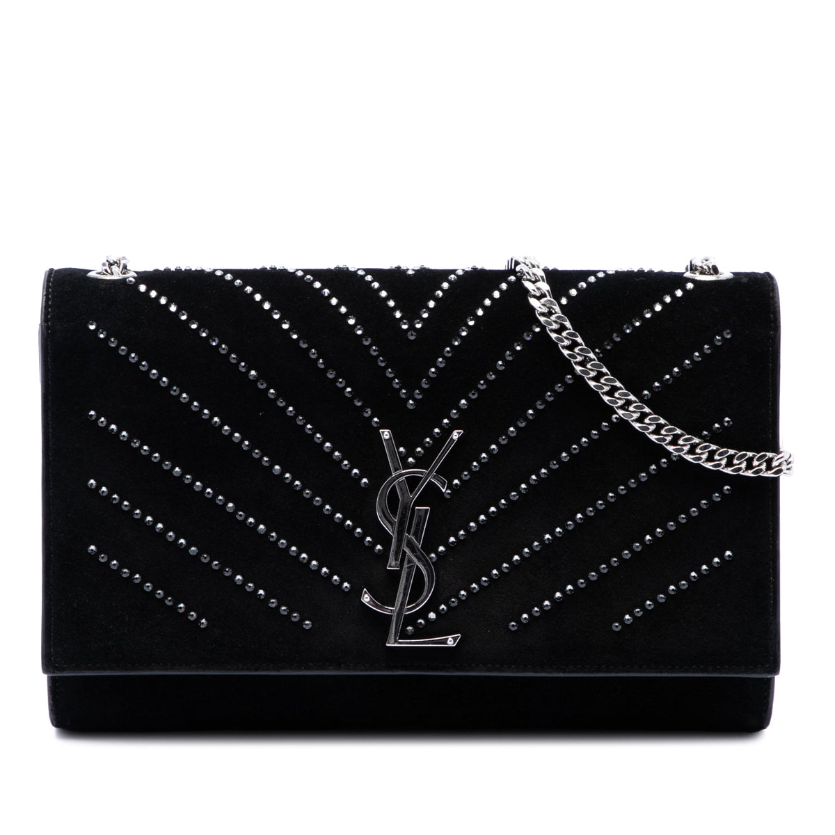 Classic Monogram Crossbody Bag Embellished Suede Medium